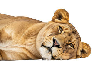 Obraz premium Realistic Lioness Portrait Isolated Transparent Background