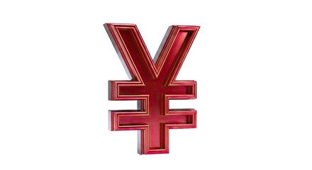 Obraz premium Red 3D Yen Symbol on White Background