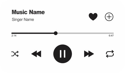 Modern Music Player UI Vector Template, Mobile Audio Player Interface Mockup, Media Player App Dashboard, Song Streaming Control Panel, UI UX Design Illustration © Muhammad