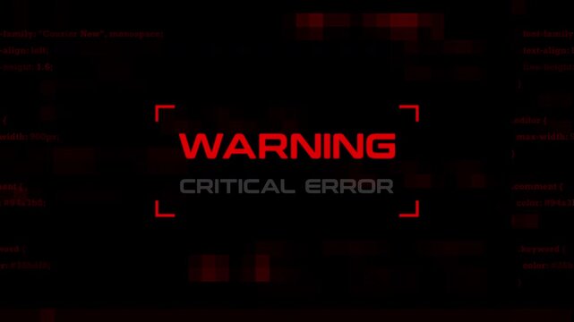 animated warning critical error on futuristic background