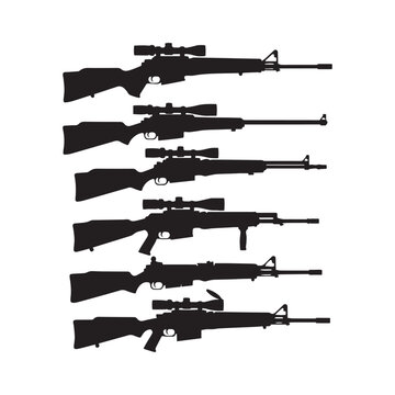 Rifle Firearm Silhouettes Vector Collection