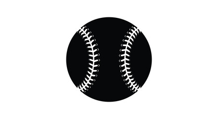 A striking black silhouette of a baseball with detailed stitching showcasing a classic sports icon silhouette high quality © nhpvect02