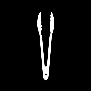 White Kitchen Tongs Isolated on Black.