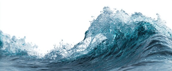 Dynamic ocean wave cresting with clear blue water and white foam