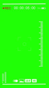 Vertical Green Screen with Camera Recording Interface Overlay.