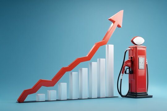 Fuel price increase concept with arrow chart.