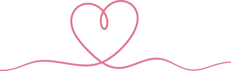 Fototapeta premium Elegant minimalist pink heart shape formed by a single continuous flowing line and waves