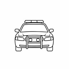 Obraz premium Police Car Front View Line Art