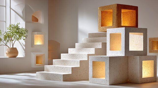 Clean architectural blocks with sharp edges, conveying precision, discipline, and structured decision-makin