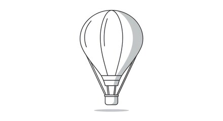 Obraz premium Simple Black and White Hot Air Balloon Illustration.
