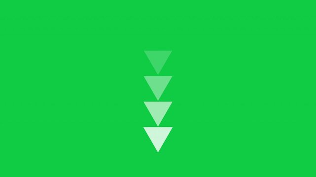 Top To Bottom Down Directional Arrow Loop Animation White Isolated On Green Background
