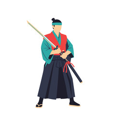 Obraz premium Samurai Warrior Holding Katana Sword, Traditional Japanese Warrior, Martial Arts