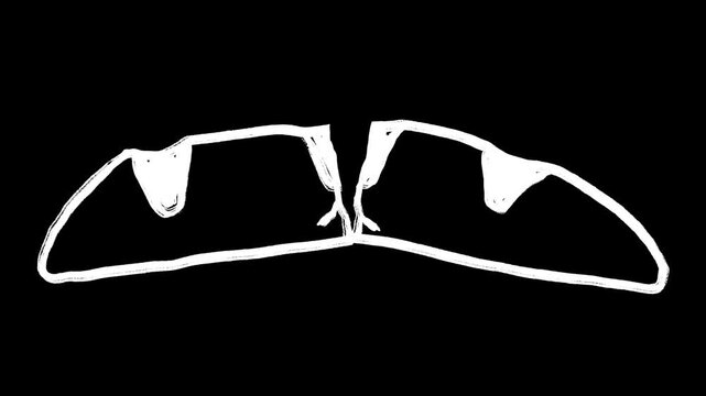 Animated Hand Drawn Baguette Bread Scribble Loop Video on Black Background with Chalk Texture, Bakery, Food, French, Loaf, Wheat, Breakfast