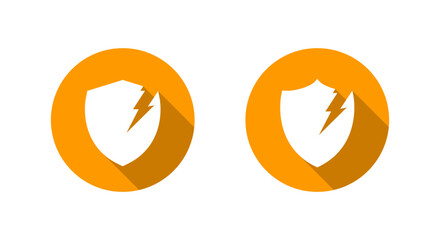 Obraz premium Shield lightning icon with long shadow. Power security symbol. Energy protection sign