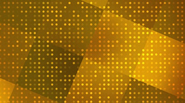 Golden glowing digital dots animation in 4K abstract technology background.