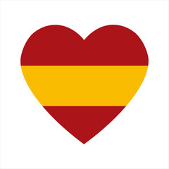 Fototapeta premium Spain civil flag and ensign heart shape. Spain flag background, icon heart shaped. Flag of Spain badge, sticker.