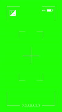 Green Screen Smartphone Interface with Camera Viewfinder and Battery Indicator.