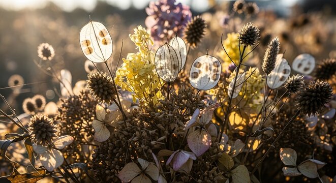 Rustic Aesthetic Wildflowers in Bloom with Thistle and Fgf Texture