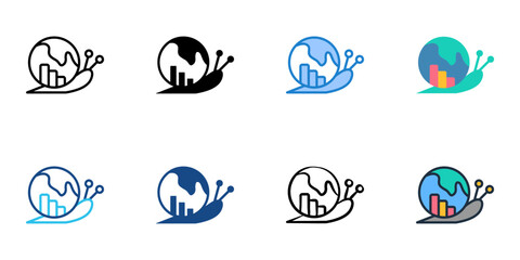 Recession icons set multiple style collection. Editable stroke 

