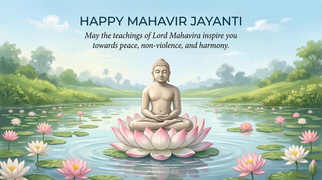 Happy Mahavir Jayanti, lord Mahavir statue