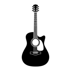 Obraz premium Acoustic Guitar Icon String Musical Instrument Minimal Silhouette Vector Illustration
