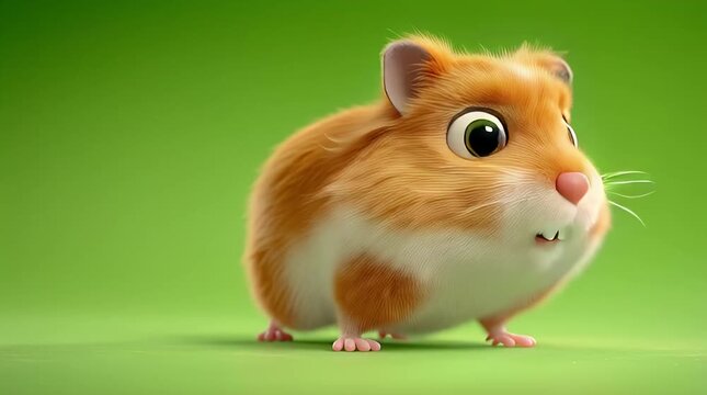 Cute 3D Character Illustration of a Fluffy Orange Hamster