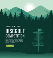 Naklejka premium Great editable vector flat of discgolf poster illustration with beautiful scene best for any digital graphic and printing purpose