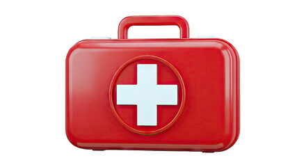 Obraz premium Red First Aid Kit with White Cross Symbol