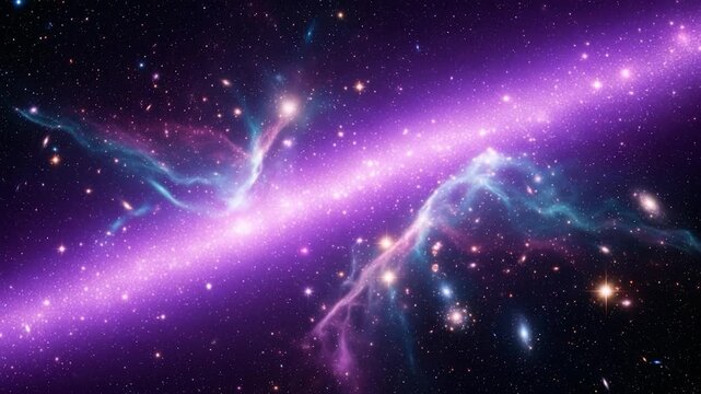 Cosmic Tapestry: An ethereal view of the cosmos, with celestial bodies and vibrant nebulae dancing in a sea of violet and teal, is a testament to the universe's infinite wonder.
