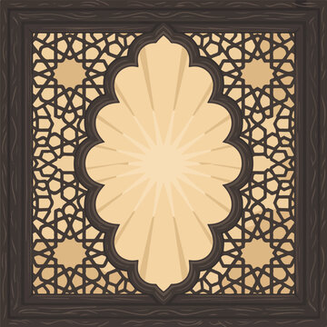 Islamic frame background with pattern and empty space for copy