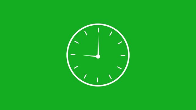 White sketch clock icon with subtle wiggle animation on green screen background, perfect for time, deadline, schedule, and countdown concept overlays with easy chroma key editing.