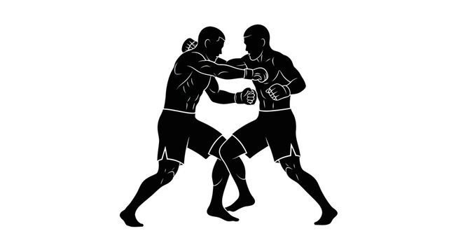 Two Boxers Engaged in a Fight.
