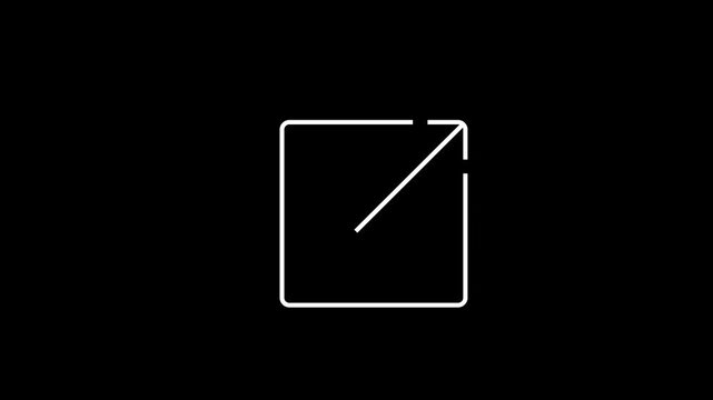 Simple white line drawing of a square with a diagonal arrow