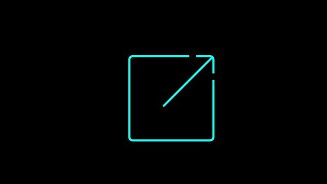 A bright cyan outline of a square with an arrow pointing upwards