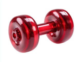 Shiny red dumbbell for fitness and weight training isolated on a white background