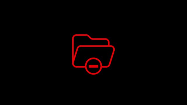 Red folder icon with a minus sign displayed on a black background