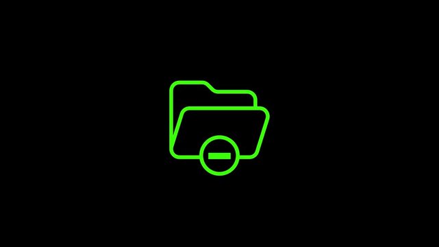 A bright green folder icon is displayed on a solid black background