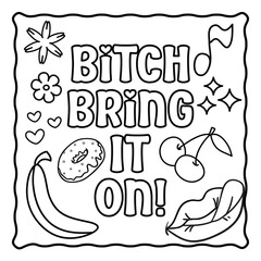 Obraz premium Bold and Easy Motivational Swear Word Coloring Page, Sweary Motivational Quotes, Sweary Coloring Page, Groovy letters and Swear Words, Inspirational Swear Word, Funny Quotes, Sweary Affirmations,