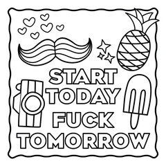 Obraz premium Bold and Easy Motivational Swear Word Coloring Page, Sweary Motivational Quotes, Sweary Coloring Page, Groovy letters and Swear Words, Inspirational Swear Word, Funny Quotes, Sweary Affirmations,