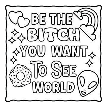 Bold and Easy Motivational Swear Word Coloring Page, Sweary Motivational Quotes, Sweary Coloring Page, Groovy letters and Swear Words, Inspirational Swear Word, Funny Quotes, Sweary Affirmations,