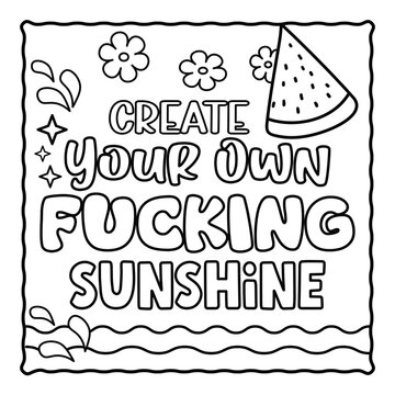 Bold and Easy Motivational Swear Word Coloring Page, Sweary Motivational Quotes, Sweary Coloring Page, Groovy letters and Swear Words, Inspirational Swear Word, Funny Quotes, Sweary Affirmations,