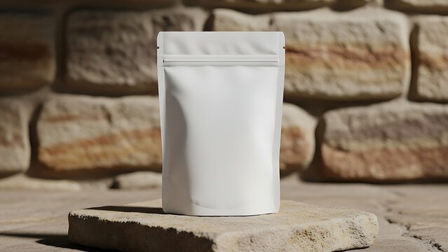 Modern minimal doypack mockup standup pouch packaging bag template isolated on white background realistic plastic foil package design for snack coffee tea food branding presentation product packaging 