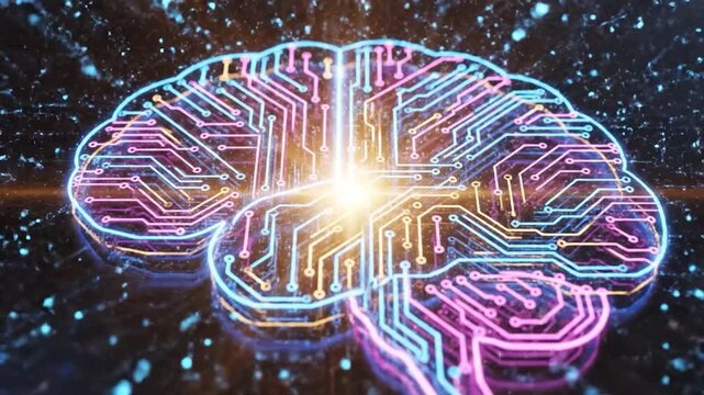 Digital brain with glowing circuit patterns representing artificial