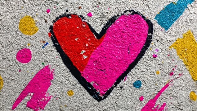 Vibrant Abstract Heart, Dynamic Pink and Red Swirls