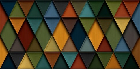 Fototapeta premium Abstract geometric composition of interlocking triangles in earthy tones with subtle textures