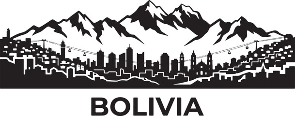 Obraz premium Bolivia cityscape with mountains and cable cars