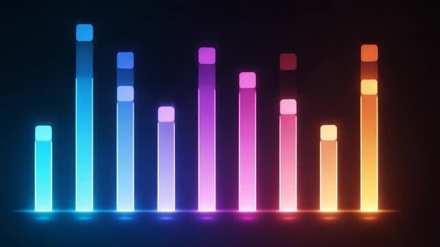 Illuminating Data: A vibrant and modern graphical representation of data, with colorful bars illuminating the concept of information, statistics, and analysis, perfect for modern design needs.