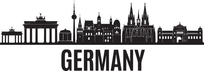 Obraz premium Germany's iconic landmarks silhouette vector illustration