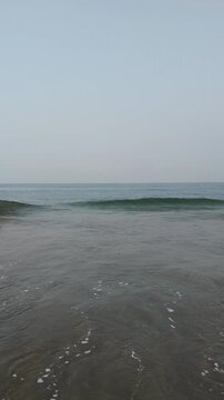 ​Atmospheric Morning Seascape of Cox's Bazar Beach and Coastal Vegetation