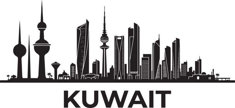 Kuwait City skyline with modern skyscrapers and iconic landmarks